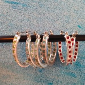 Silvertone Earrings with Crystals